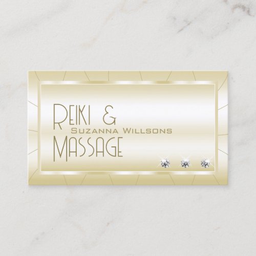 Light Golden with Diamonds and Logo Luxury Stylish Business Card