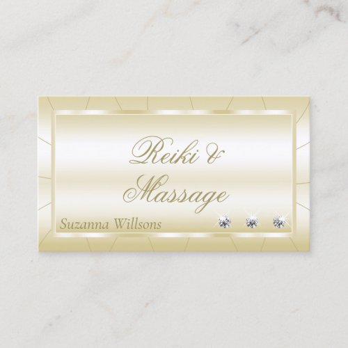Light Golden with Diamonds Luxurious and Stylish Business Card
