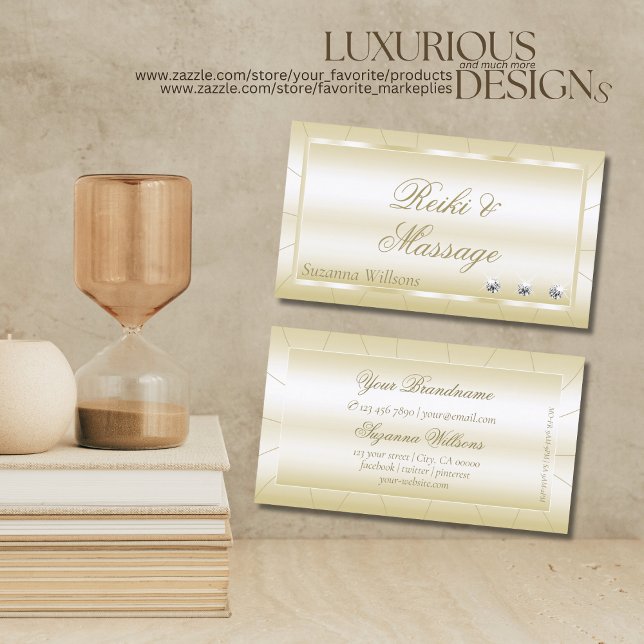 Light Golden with Diamonds Luxurious and Stylish Business Card (Creator Uploaded)