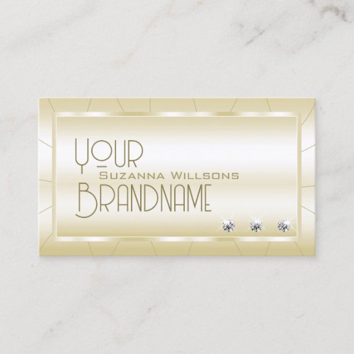 Light Golden with Diamonds Luxury and Professional Business Card