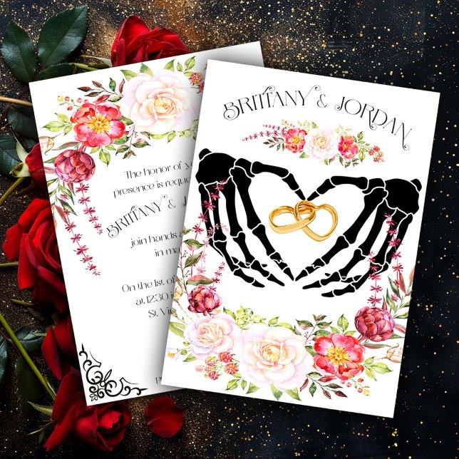 Light Gothic Skeleton Hands Wedding Invite (Creator Uploaded)