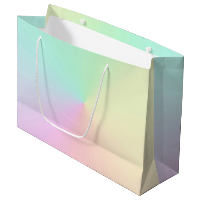 Light Gradient Ombre Rainbow Pastel Aesthetic   Large Gift Bag (Front Angled)