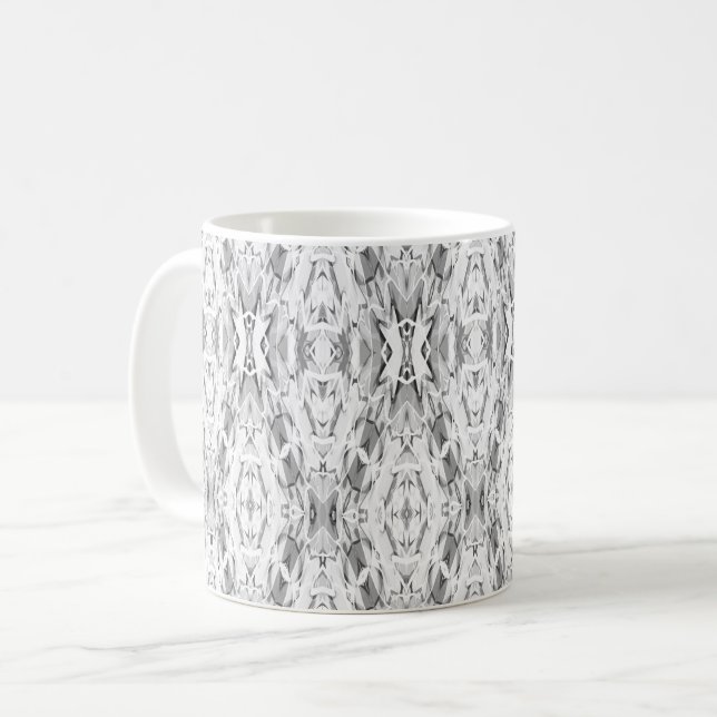 Light gray abstract geometry pattern coffee mug (Front Left)