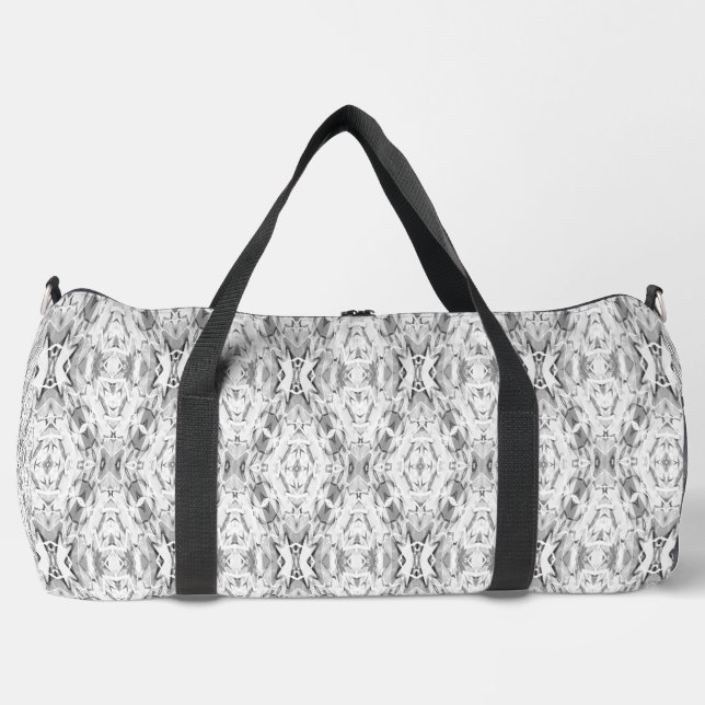 Light gray abstract geometry pattern duffle bag (Front)
