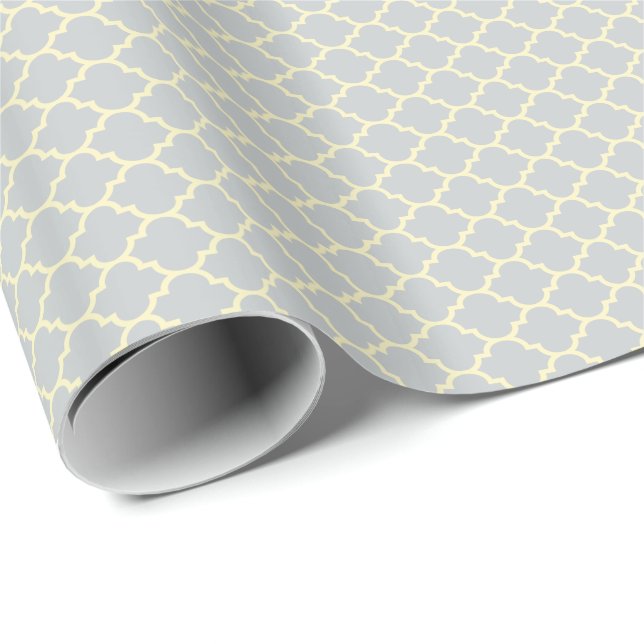Light Gray And Beige Quatrefoil Pattern Wrapping Paper (Roll Corner)