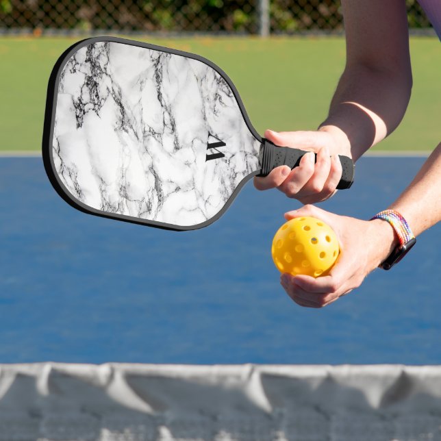 Light Gray And Black Marbled  Pickleball Paddle (Insitu)