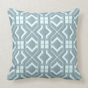 Light Gray And Blue Geometric Seamless Pattern 2b Throw Pillow
