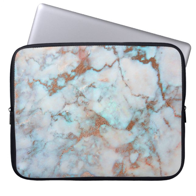 Light Gray And Brown Marble Stone Pattern Laptop Sleeve (Front)