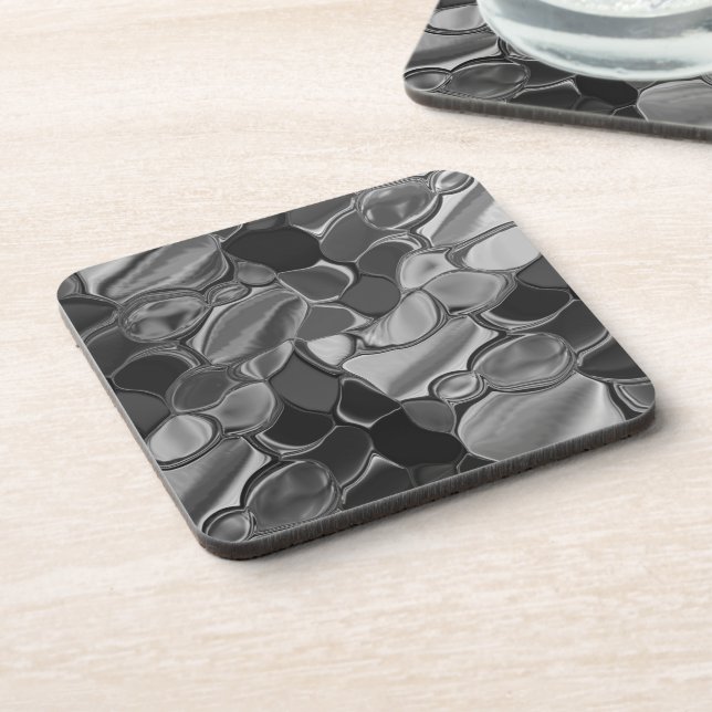 Light gray and dark rounded shapes. beverage coaster (Left Side)