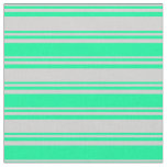 [ Thumbnail: Light Gray and Green Colored Lines Pattern Fabric ]