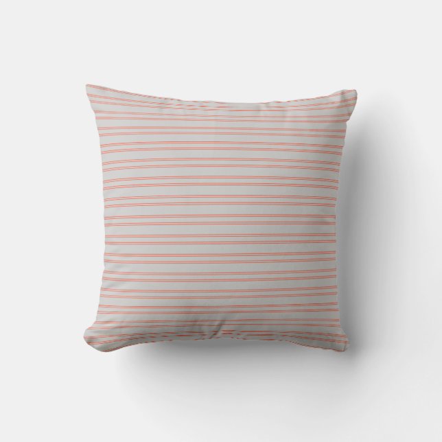 Light Gray and Red Stripes/Lines Pattern Pillow (Front)