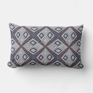 Light Gray and Rust Brown Diamond Pattern Lumbar Pillow