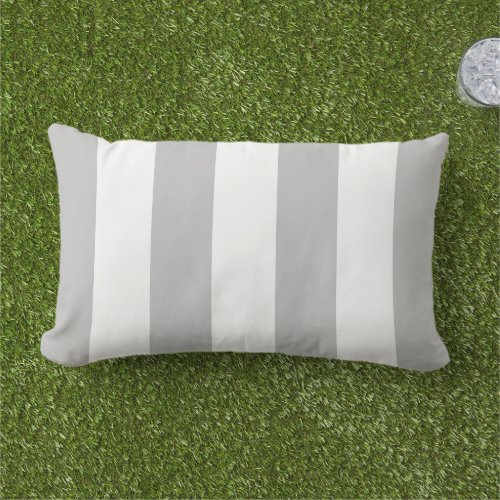 Light Gray and White Cabana Stripes Lumbar Pillow