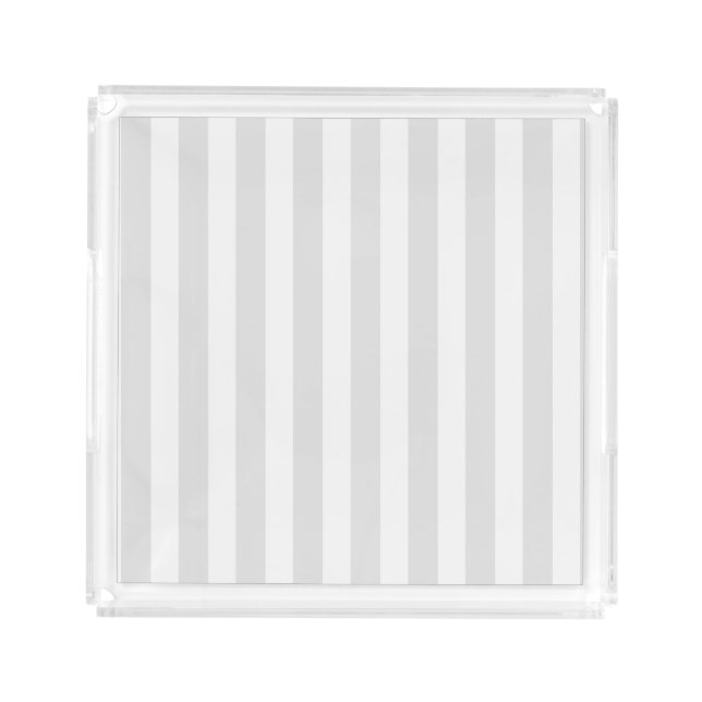 Light gray and white candy stripes acrylic tray (Front)