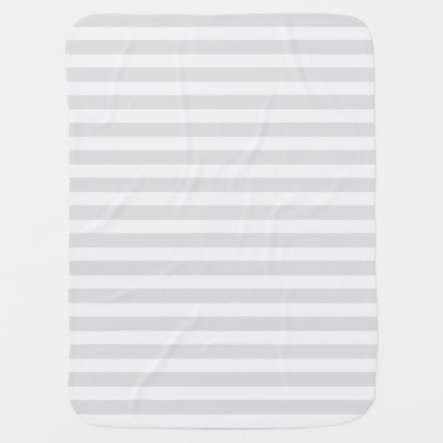 Light gray and white candy stripes baby blanket (Front)