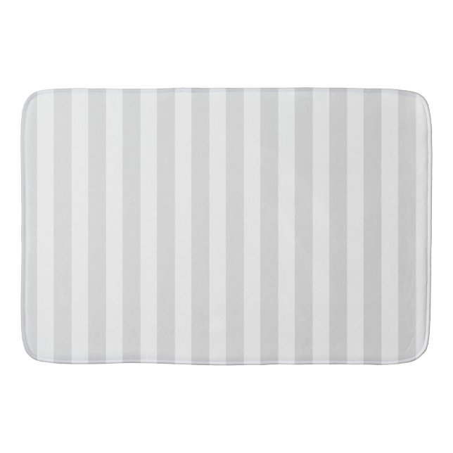 Light gray and white candy stripes bath mat (Front)