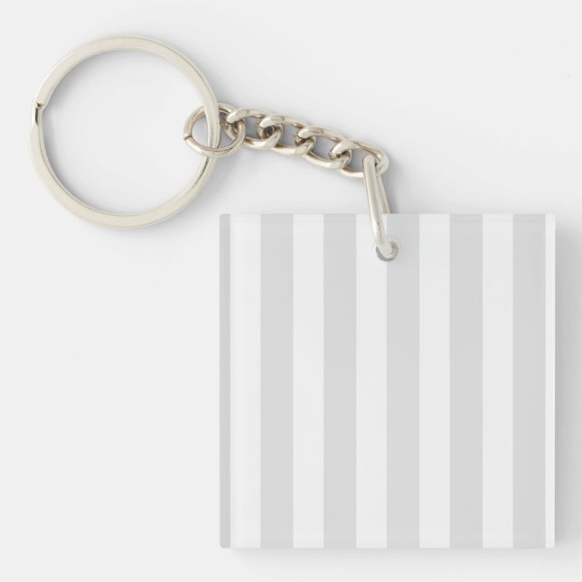 Light gray and white candy stripes keychain (Front)