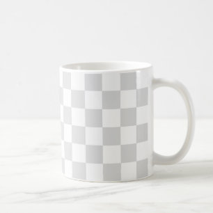 Light Gray and White Checker Pattern Coffee Mug