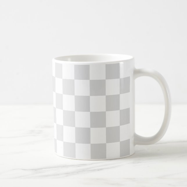 Light Gray and White Checker Pattern Coffee Mug (Right)