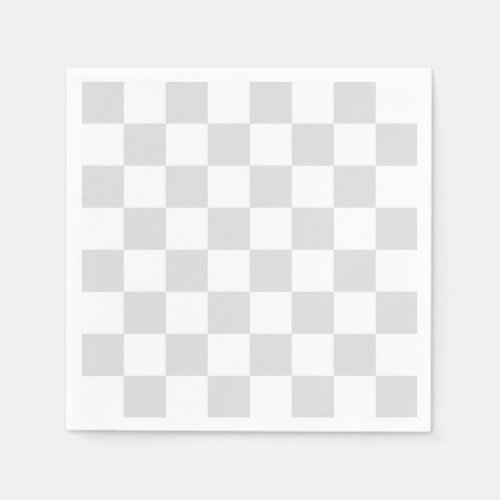 Light Gray and White Checker Pattern Paper Napkins