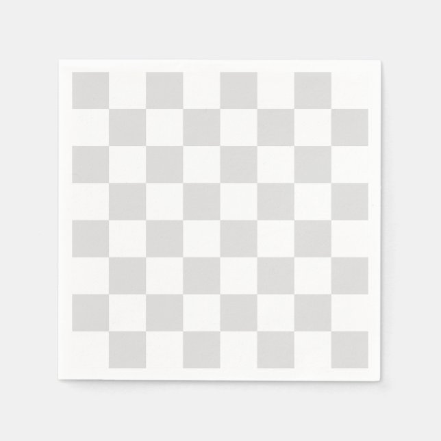Light Gray and White Checker Pattern Paper Napkins (Front)