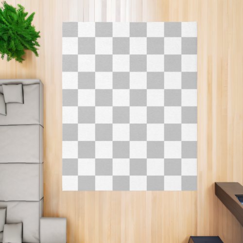 Light Gray and White Checkerboard Rug