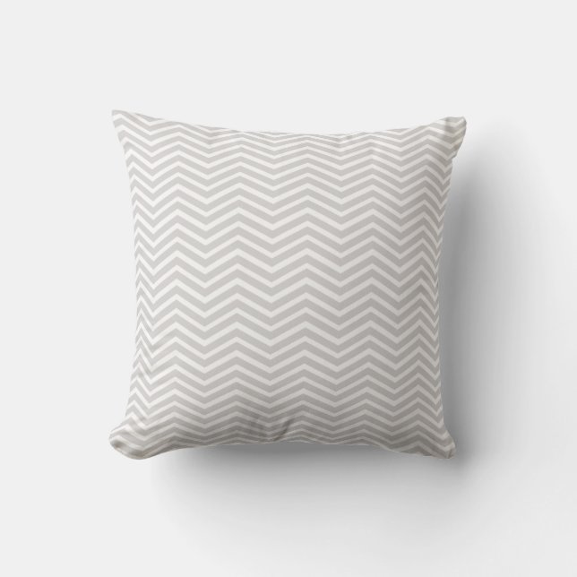 Light Gray and White Chevron Stripes Pattern Throw Pillow (Front)