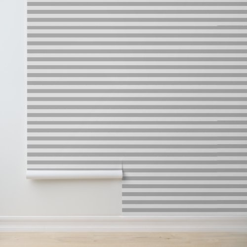 Light Gray and White Classic Horizontal Stripes Wallpaper