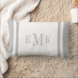 Light Gray and White Classic Monogram Lumbar Pillow<br><div class="desc">Design your own custom throw pillow in any color combination to perfectly coordinate with your home decor in any space! Use the design tools to change the background and the border stripe colors, or add your own text to include a name, monogram initials or other special text. Every pillow is...</div>