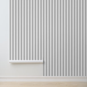 Light Gray and White Classic Vertical Stripes Wallpaper