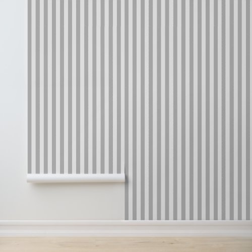 Light Gray and White Classic Vertical Stripes Wallpaper