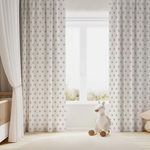 Light Gray and White Cross Blackout Curtains