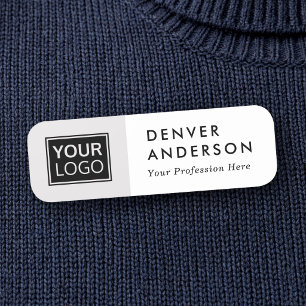 Light gray and white custom logo, name and title tag