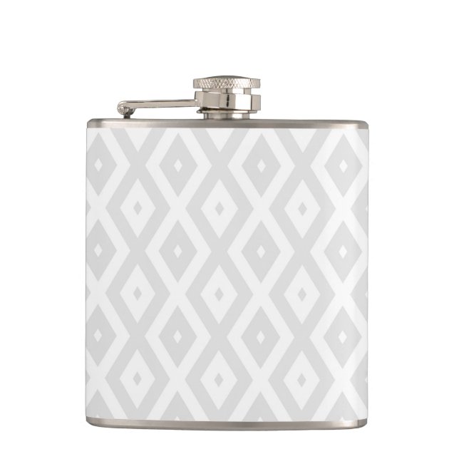 Light gray and white diamond pattern flask (Front)
