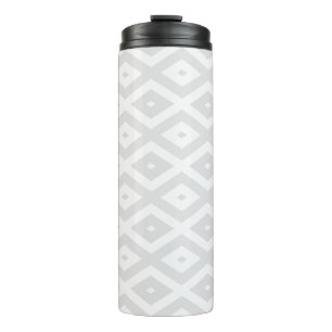 Light gray and white diamond pattern thermal tumbler