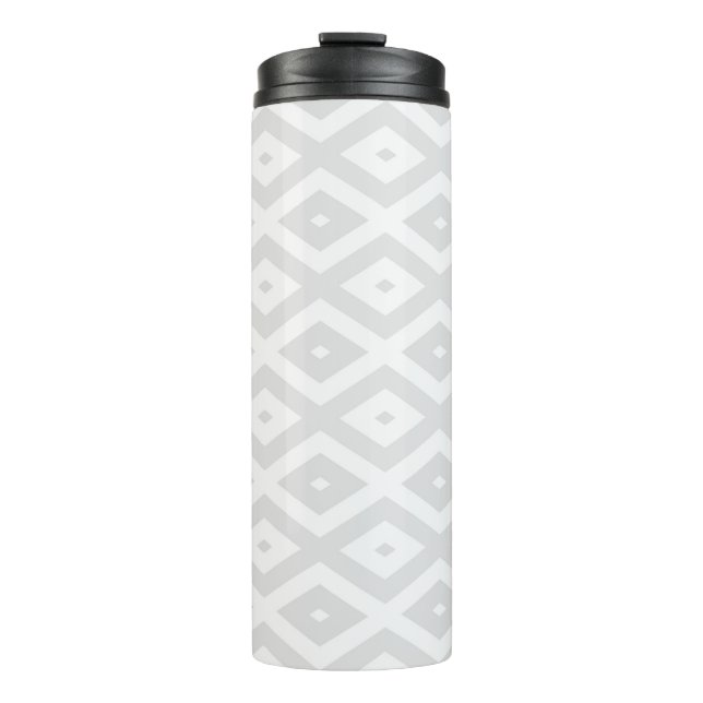 Light gray and white diamond pattern thermal tumbler (Front)