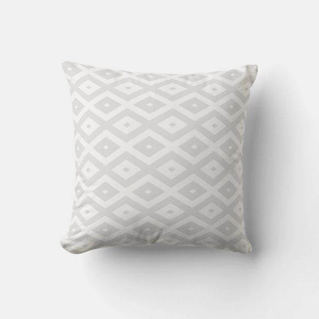 Light gray and white diamond pattern throw pillow (Front)