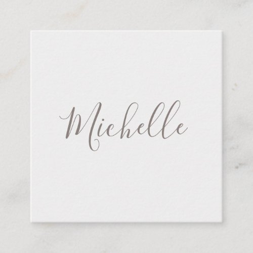 Light gray and white feminine minimalist square business card