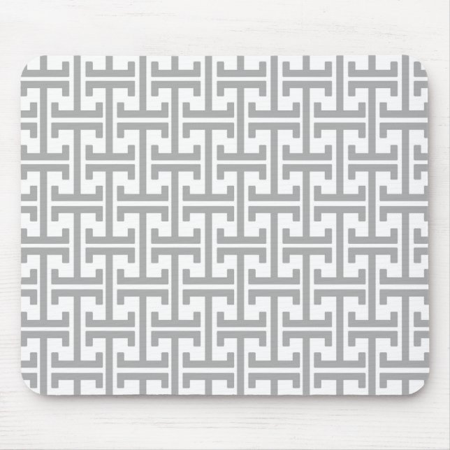 Light Gray and White Geometric Pattern Mouse Pad (Front)