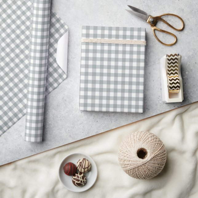 Light Gray and White Gingham Wrapping Paper (Crafts)