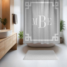 Light Gray and White Greek Key | Monogrammed