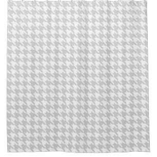 Light gray and White Houndstooth Pattern Shower Curtain