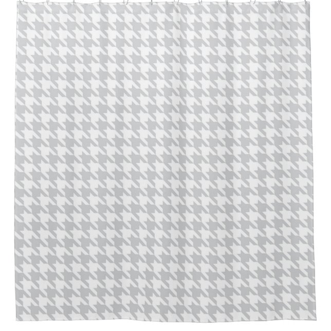 Light gray and White Houndstooth Pattern Shower Curtain (Front)