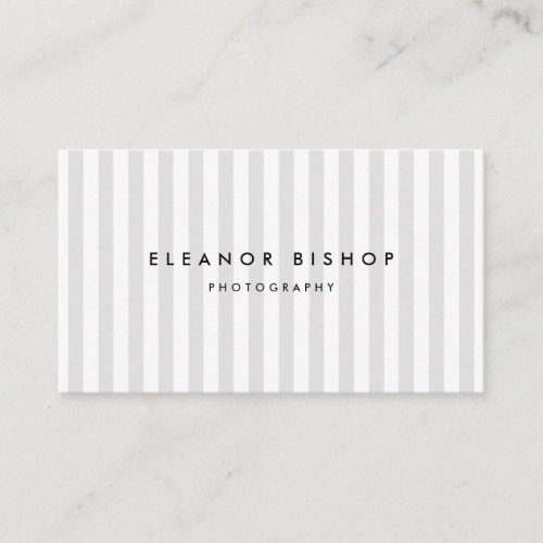 Light Gray and White Pinstripes Pattern Modern Business Card