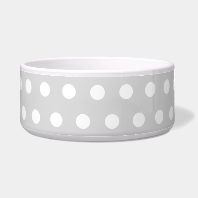 Light Gray and White Polka Dot Pattern. Bowl (Front)