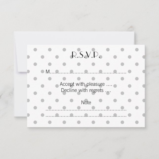Light Gray and White Polka Dot Pattern. RSVP Card (Front)