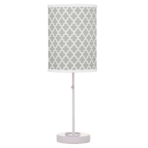 Light Gray and White Quatrefoil Pattern Table Lamp