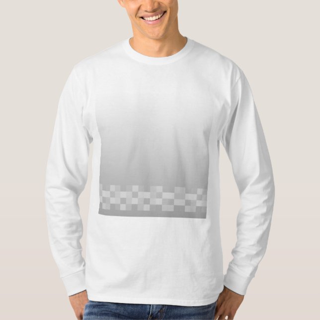 Light Gray and White Squares Pattern. T-Shirt (Front)