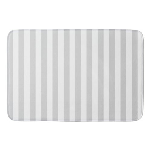 Light Gray and White Stripes Bath Mat