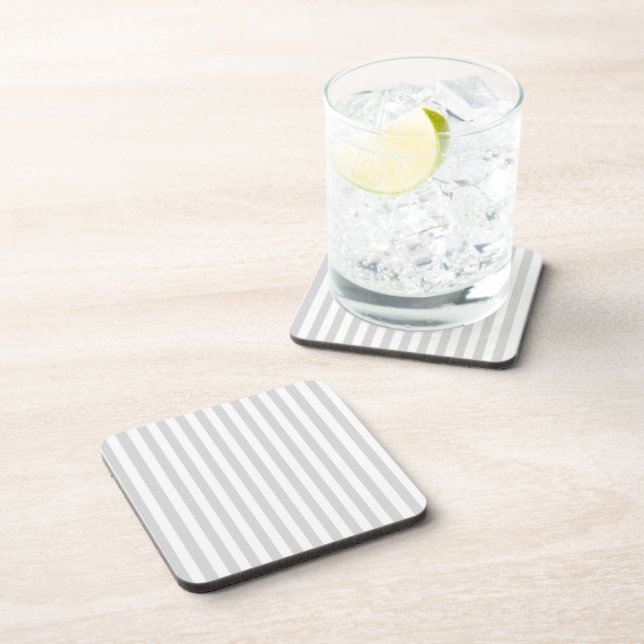 Light Gray and White Stripes Beverage Coaster (Right Side)